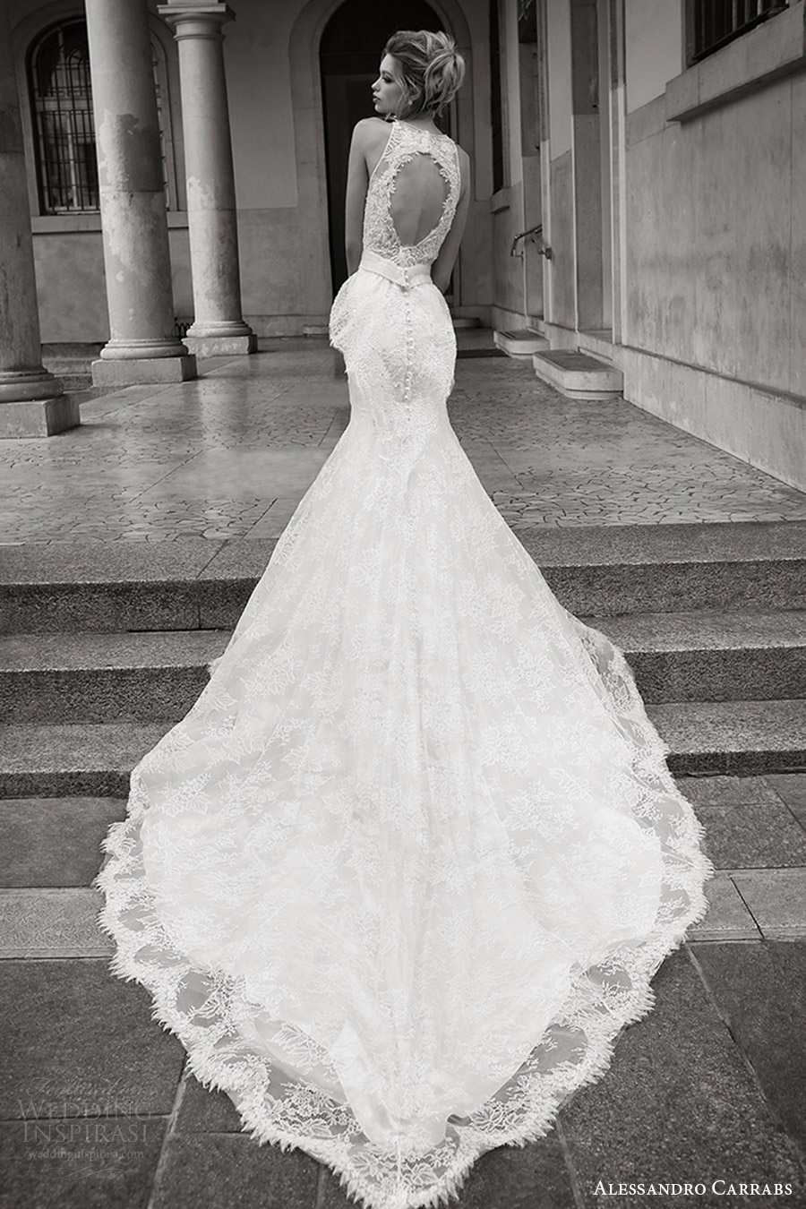 alessandro carrabs couture bridal 2016 sleeveless jewel neck trumpet lace wedding dress (016) mv peplum keyhole back long train alessandro carrabs couture bridal 2016 sleeveless jewel neck trumpet lace wedding dress (016) mv peplum keyhole back long train