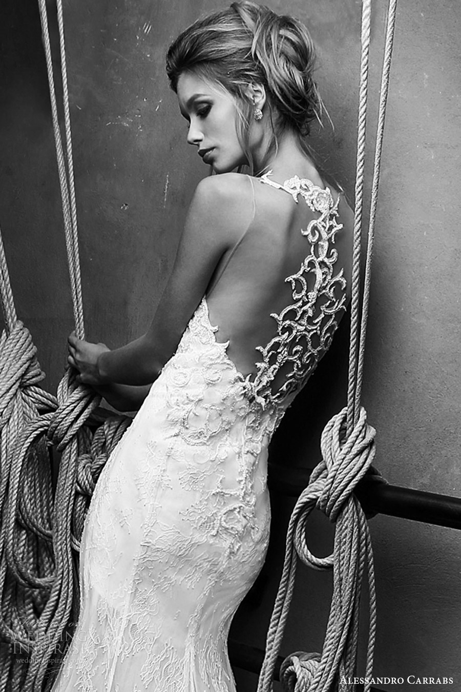 alessandro carrabs couture bridal 2016 sleeveless lace trumpet wedding dress (012) zbv sheer back