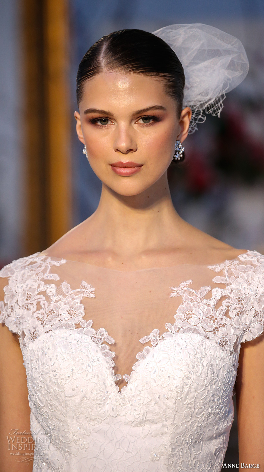 anne barge spring 2017 bridal embroidered lace cap sleeves illusion boat sweetheart neckline embellished bodice elegant a  line tulle overskirt sheer back sweep train (006) zv