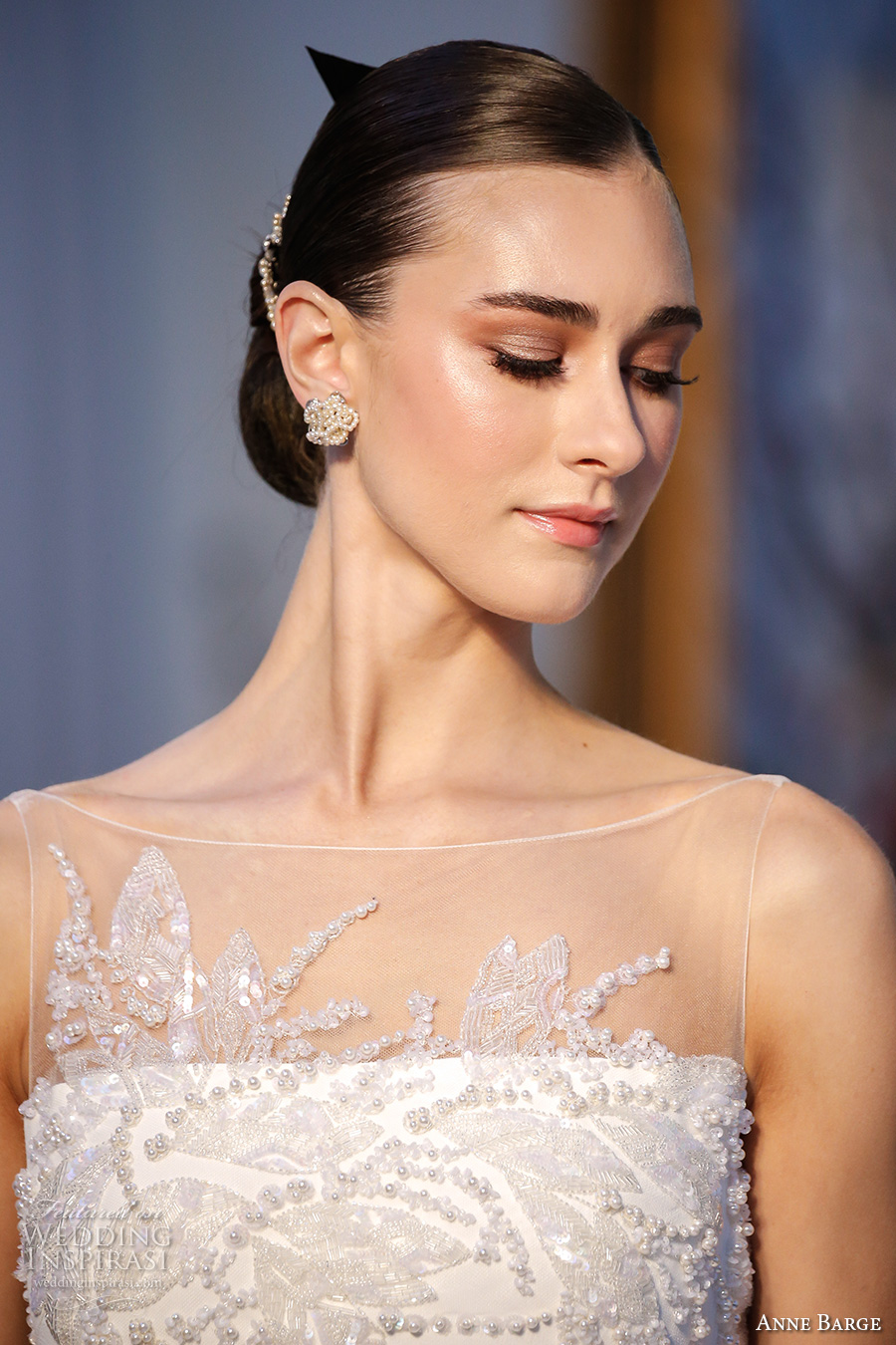 anne barge spring 2017 bridal sleeveless illusion boat straigh across embellished neckline simple chic elegant sheath wedding dress low v back sweep train (022) zv anne barge spring 2017 bridal sleeveless illusion boat straigh across embellished neckline simple chic elegant sheath wedding dress low v back sweep train (022) zv