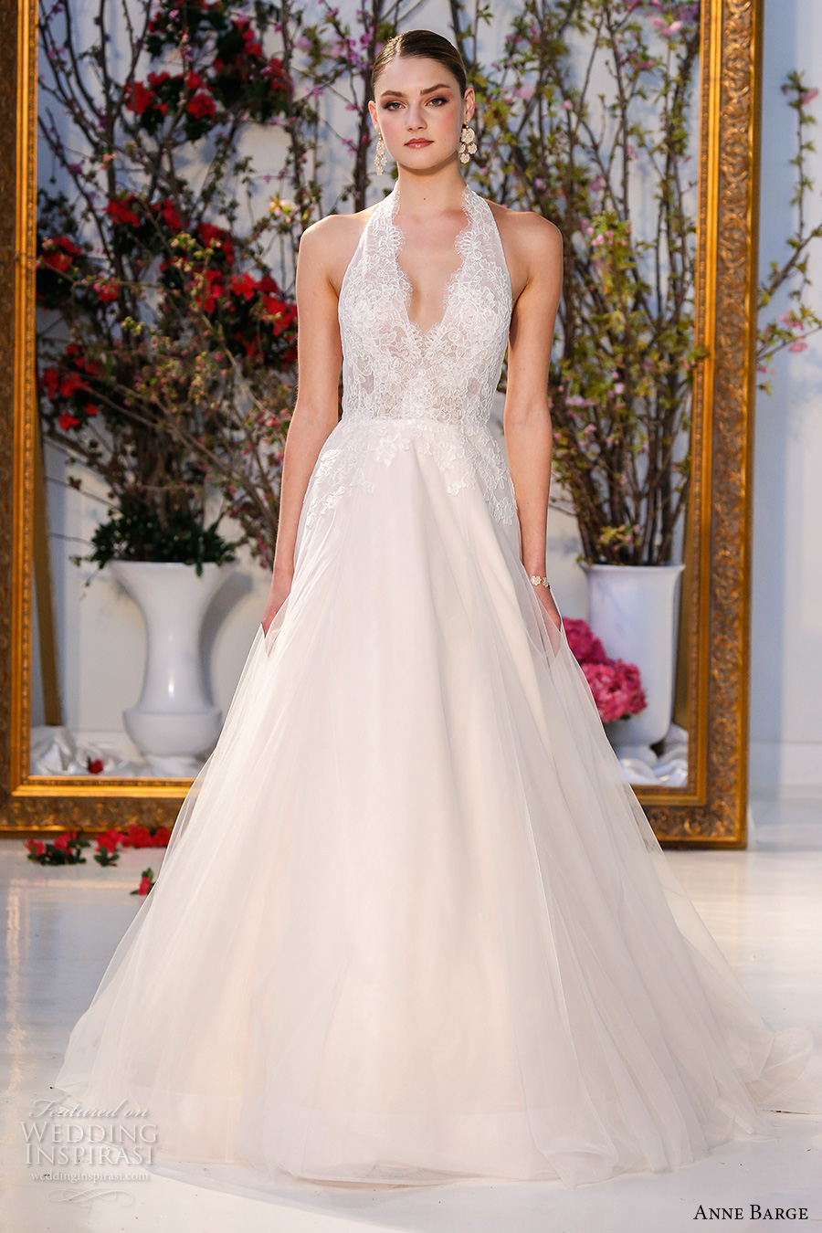 anne barge spring 2017 bridal sleevless lace embellished halter deep v neckline embellished lace bodice pretty a line ball gown wedding dress low back chapel train (005) mv anne barge spring 2017 bridal sleevless lace embellished halter deep v neckline embellished lace bodice pretty a line ball gown wedding dress low back chapel train (005) mv