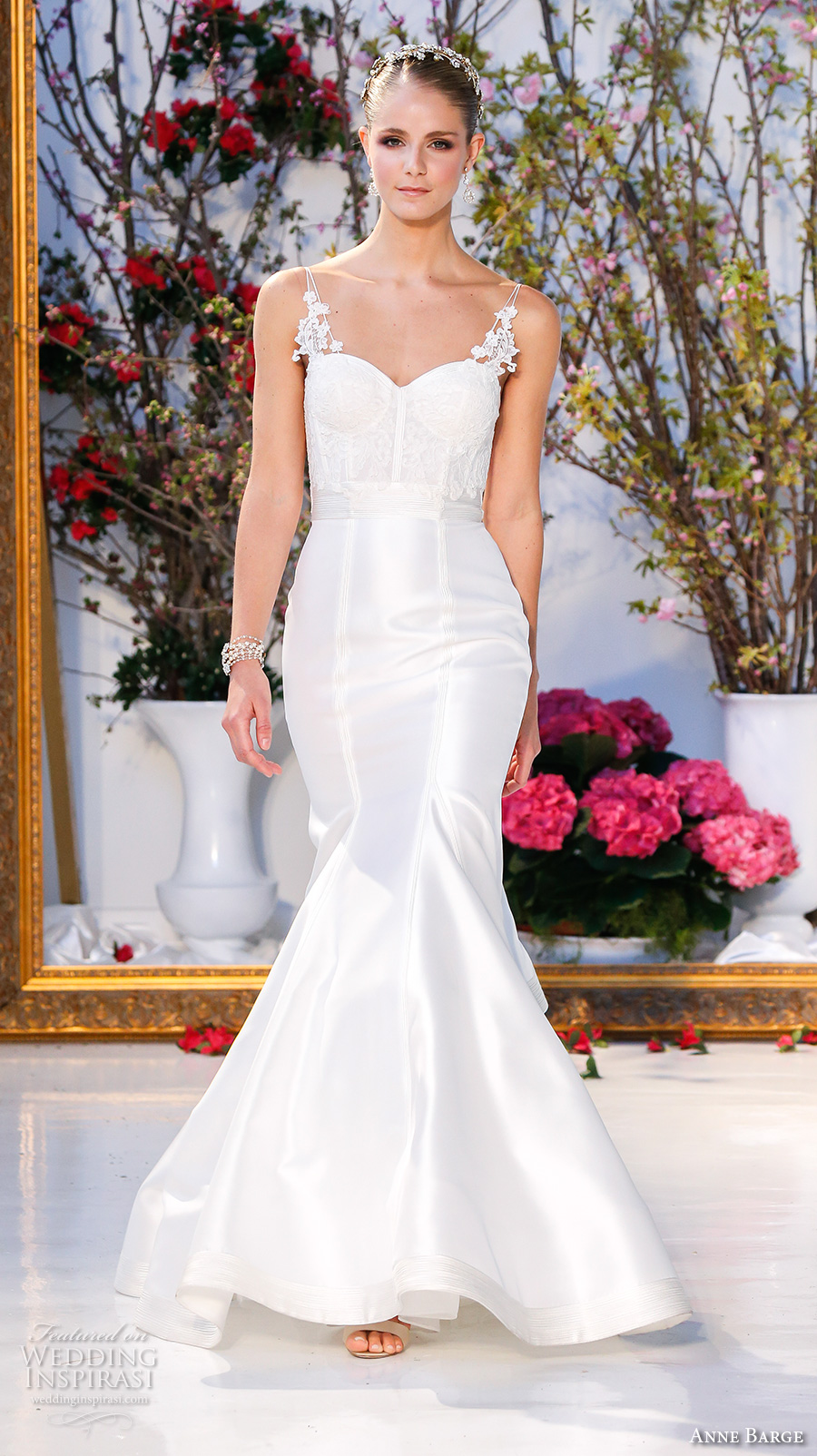 anne barge spring 2017 bridal spagetti strap sweetheart neckline bustier lace bodice beautiful satin mermaid wedding dress sweep train (001) mv anne barge spring 2017 bridal spagetti strap sweetheart neckline bustier lace bodice beautiful satin mermaid wedding dress sweep train (001) mv
