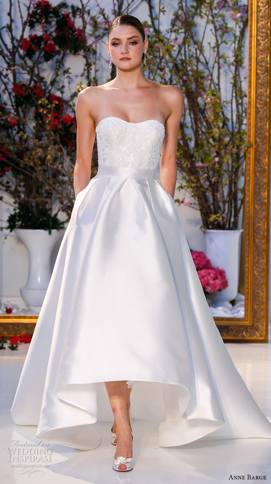 anne barge spring 2017 bridal strapless semi sweetheart neckline embellished bodice pretty satin high low a line wedding with pockets dress chapel train (015) mv anne barge spring 2017 bridal strapless semi sweetheart neckline embellished bodice pretty satin high low a line wedding with pockets dress chapel train (015) mv