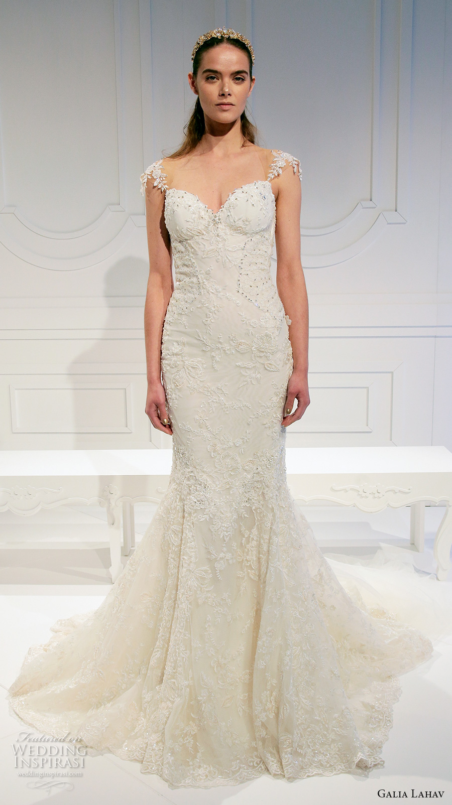 galia lahav spring 2017 bridal cap sleeves sweetheart neckline bustier bodice fully embellished mermaid wedding dress low back chapel train (002) mv galia lahav spring 2017 bridal cap sleeves sweetheart neckline bustier bodice fully embellished mermaid wedding dress low back chapel train (002) mv