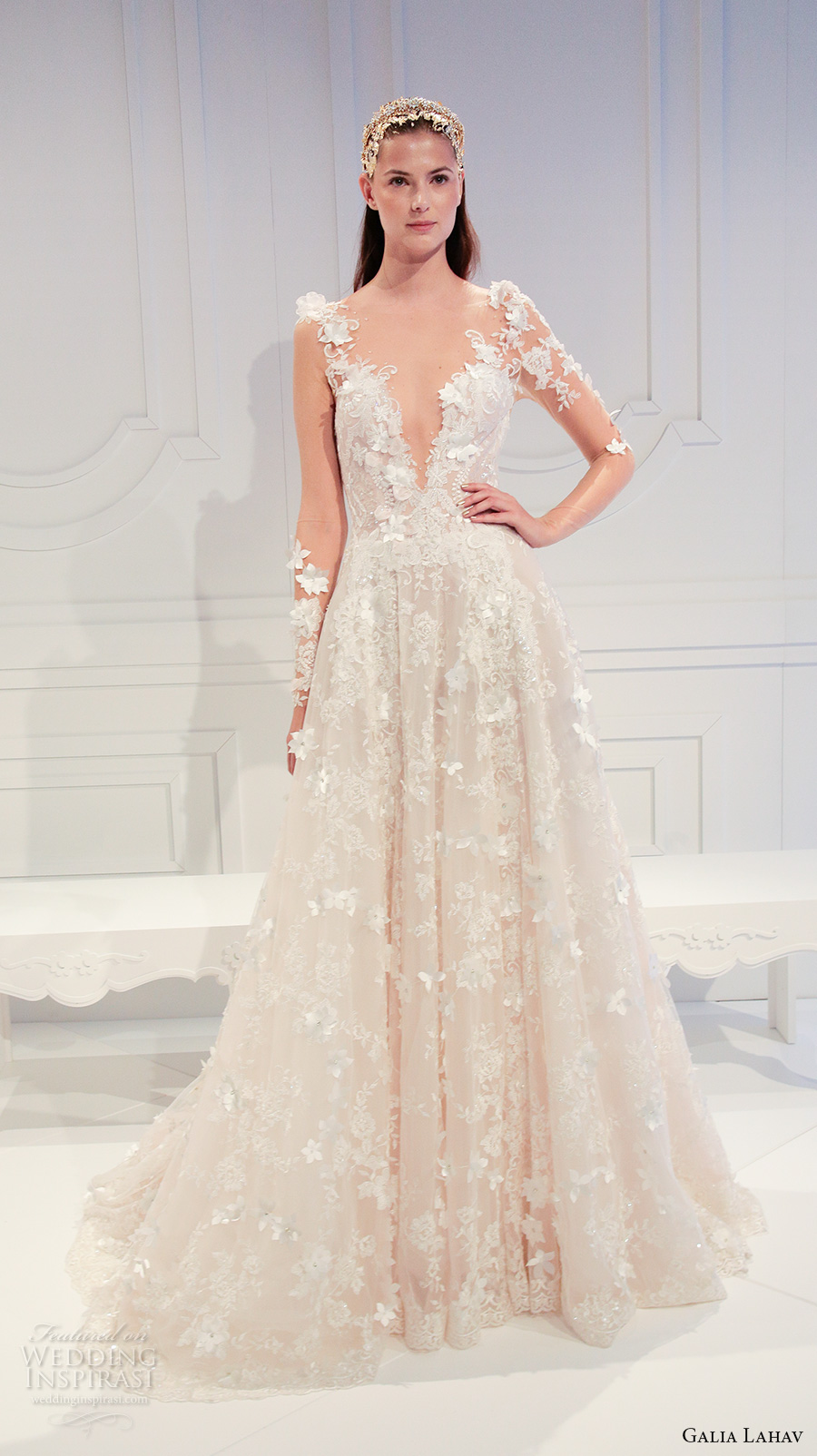 galia lahav spring 2017 bridal illusion long sleeves deep plunging v neck fully embellished beautiful princess a line wedding dress low back cathedral train (001) mv galia lahav spring 2017 bridal illusion long sleeves deep plunging v neck fully embellished beautiful princess a line wedding dress low back cathedral train (001) mv