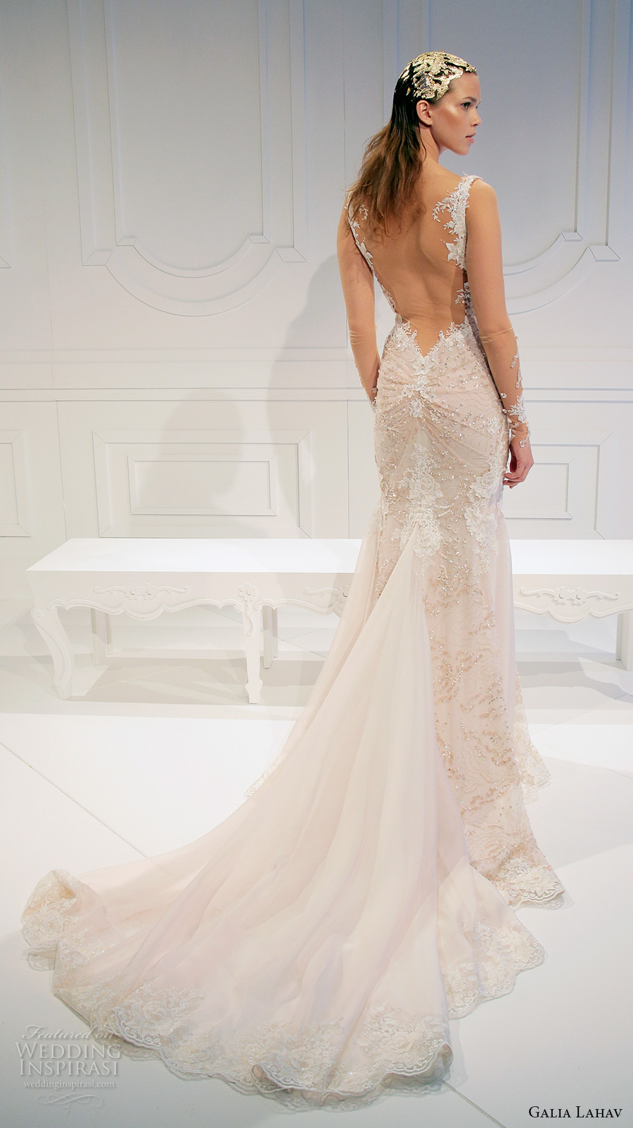 galia lahav spring 2017 bridal sheer long sleeves deep plunging v neck fully embelliished beautiful sheath wedding dress ultra low back chapel train (011) bv galia lahav spring 2017 bridal sheer long sleeves deep plunging v neck fully embelliished beautiful sheath wedding dress ultra low back chapel train (011) bv
