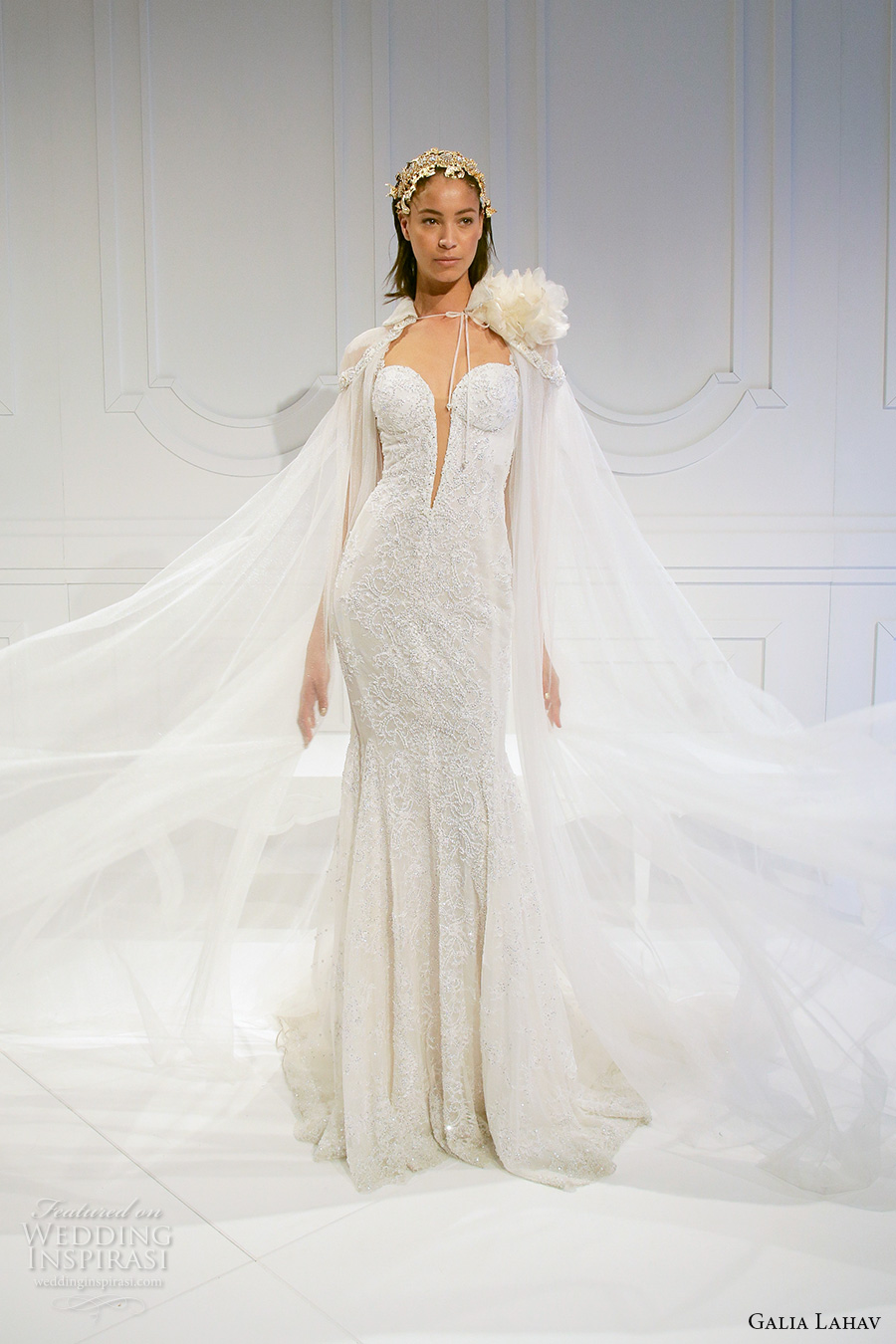 galia lahav spring 2017 bridal strapless deep plunging sweetheart neckline gorgeous sheath wedding dress low back chapel train with cape (007) mv galia lahav spring 2017 bridal strapless deep plunging sweetheart neckline gorgeous sheath wedding dress low back chapel train with cape (007) mv