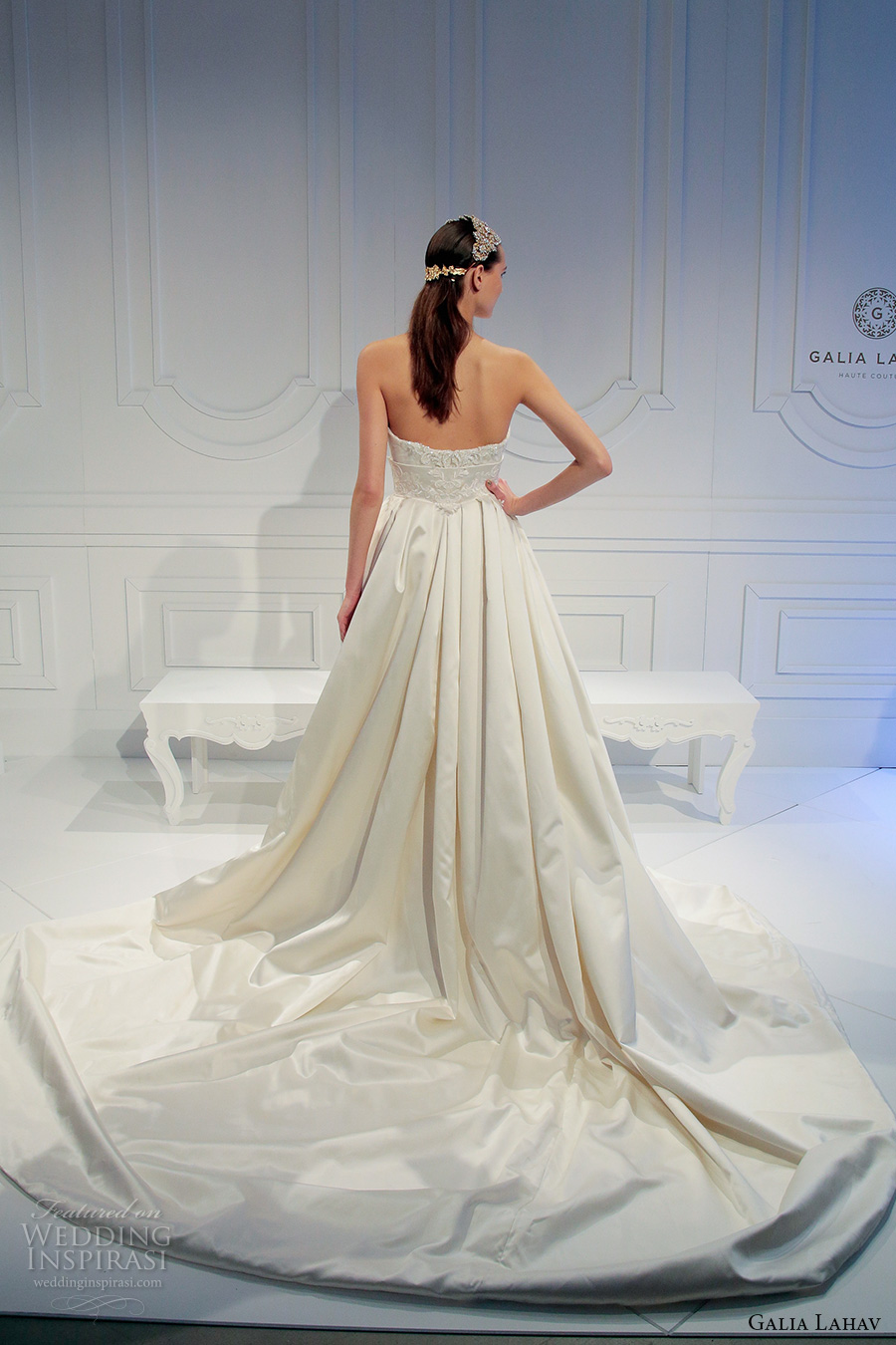 galia lahav spring 2017 bridal strapless sweetheart neckline corset bodice heavily embellished bodice a line satin overskirt wedding dress long royal train (014) bv galia lahav spring 2017 bridal strapless sweetheart neckline corset bodice heavily embellished bodice a line satin overskirt wedding dress long royal train (014) bv