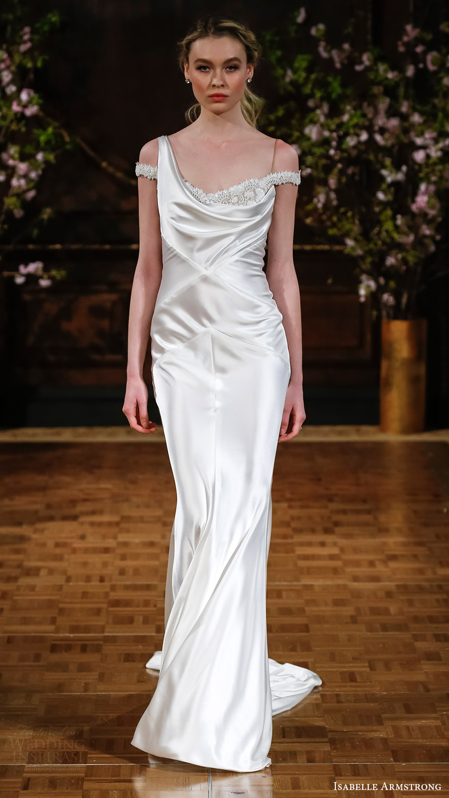 isabelle armstrong bridal spring 2017 asymmetric shoulder cowl neck sheath wedding dress (ricki) mv elegant