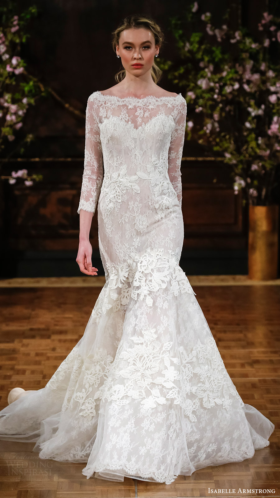 isabelle armstrong bridal spring 2017 illusion long sleeves bateau neck mermaid lace wedding dress (brooke) mv elegant romantic