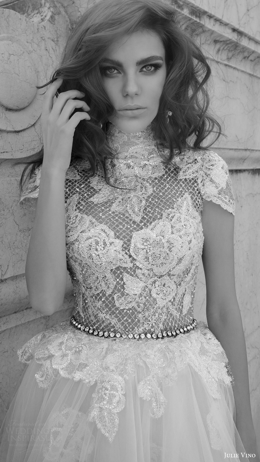 julie vino bridal spring 2017 cap sleeves high neck ball gown wedding dress (julia) mv