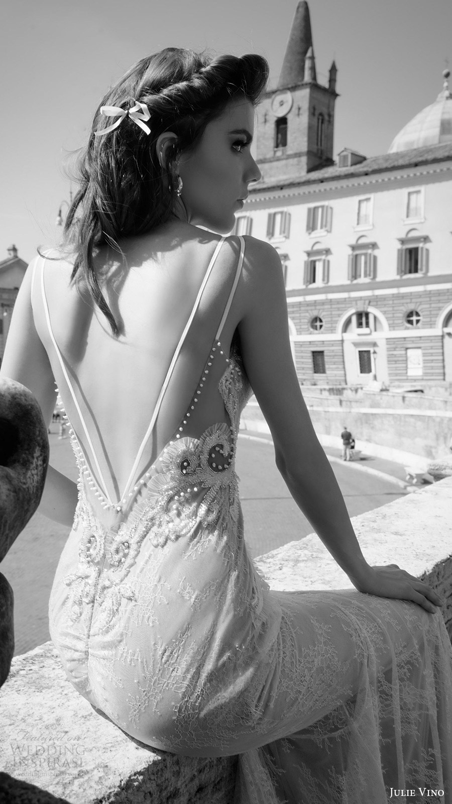 julie vino bridal spring 2017 sleeveless double straps sweetheart mermaid lace wedding dress (augusta) zbv pockets low back train