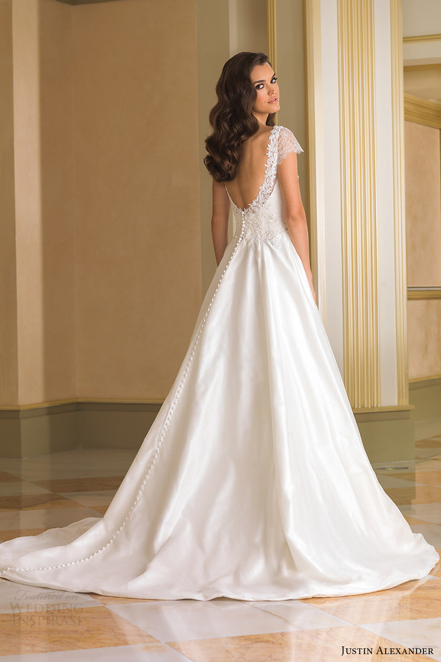 justin alexander bridal fall 2016 cap sleeves illusion bateau neck ball gown wedding dress (8852) bv train romantic