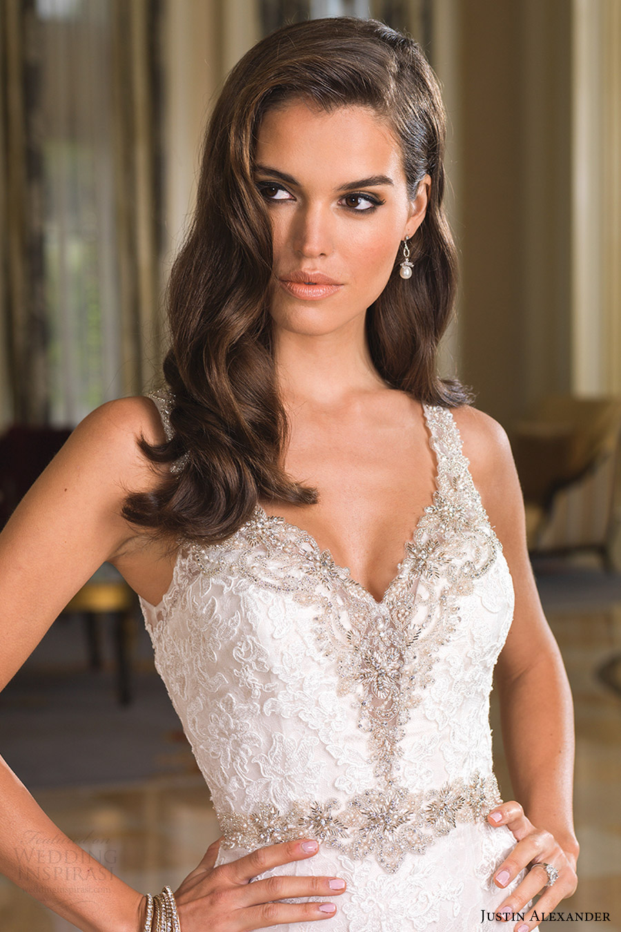 justin alexander bridal fall 2016 sleeveless beaded straps trumpet wedding dress (8853) zv elegant