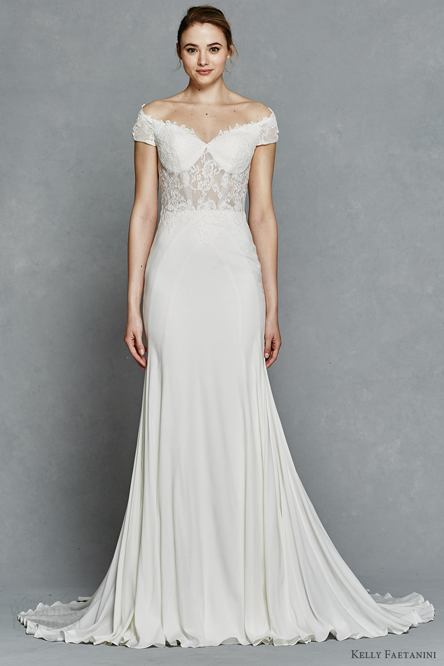 kelly faetanini bridal spring 2017 off shoulder short sleeves illusion bodice fit flare lace wedding dress (antoinette) mv kelly faetanini bridal spring 2017 off shoulder short sleeves illusion bodice fit flare lace wedding dress (antoinette) mv