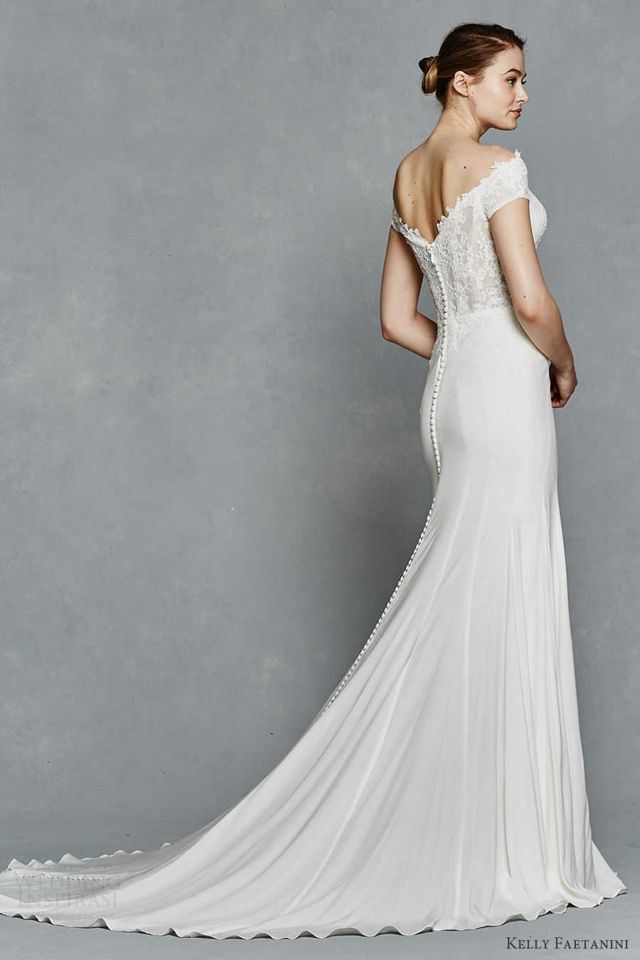 kelly faetanini bridal spring 2017 off shoulder short sleeves illusion bodice fit flare lace wedding dress (antoinette) sv train