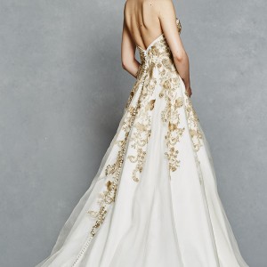 kelly faetanini bridal spring 2017 strapless sweetheart ball gown wedding dress (leona) sv gold color embroidery pockets