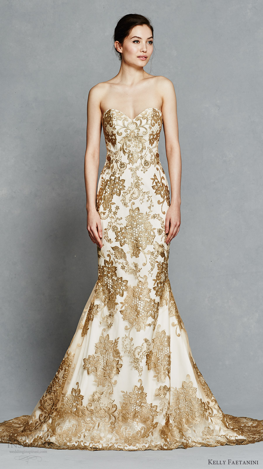 kelly faetanini bridal spring 2017 strapless sweetheart fit flare wedding dress (gwendelyn) mv gold color embroidery kelly faetanini bridal spring 2017 strapless sweetheart fit flare wedding dress (gwendelyn) mv gold color embroidery