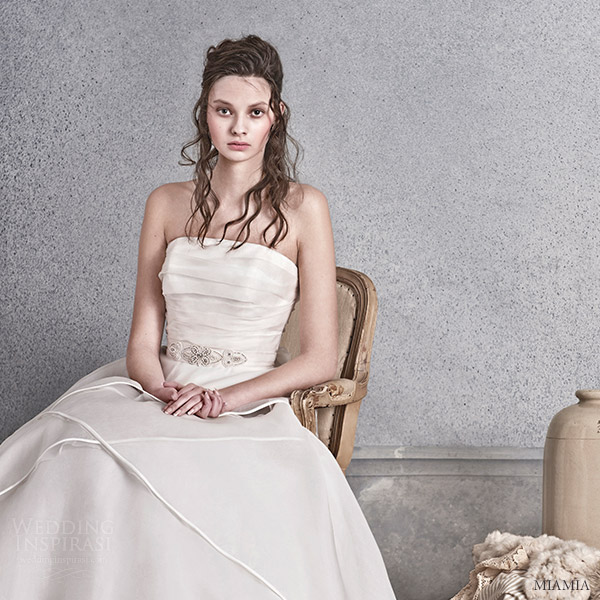 miamia bridal 2016 strapless straight across aline wedding dress (sirocco) mv