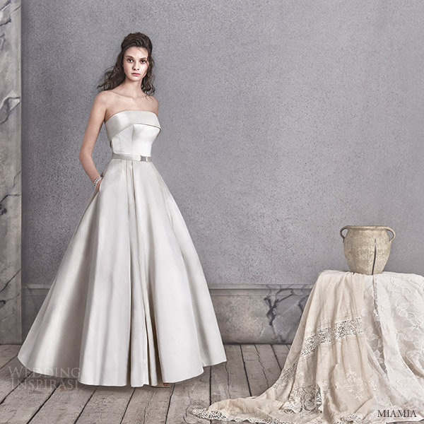 miamia bridal 2016 strapless straight across ball gown satin wedding dress (orla) mv oyster color