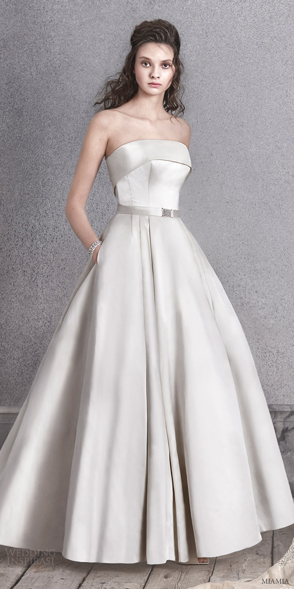 miamia bridal 2016 strapless straight across ball gown satin wedding dress (orla) zv oyster color