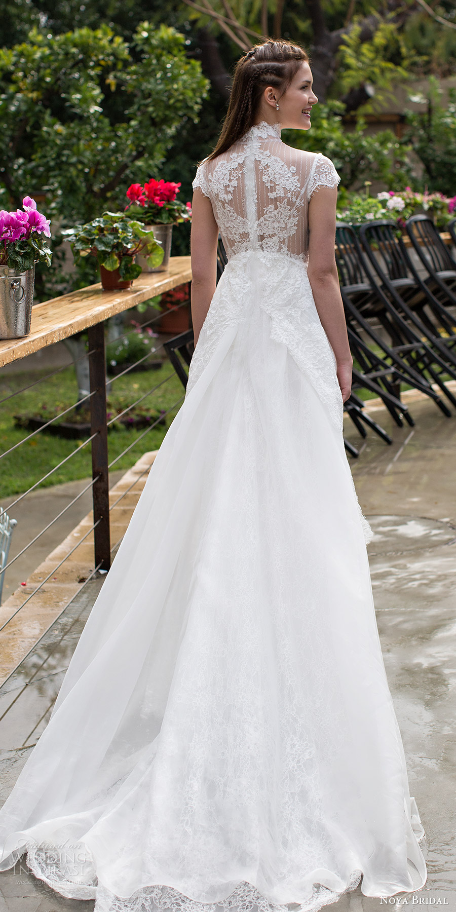 noya bridal 2016 cap sleeves illusion high neckline aline empire waist wedding dress (1203) bv sheer back romantic noya bridal 2016 cap sleeves illusion high neckline aline empire waist wedding dress (1203) bv sheer back romantic