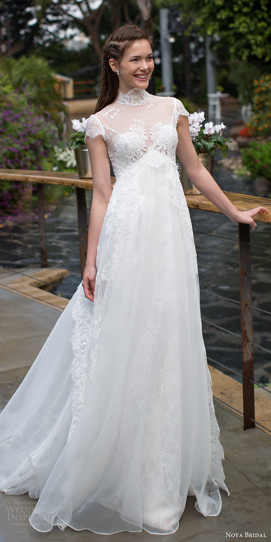 noya bridal 2016 cap sleeves illusion high neckline aline empire waist wedding dress (1203) mv romantic noya bridal 2016 cap sleeves illusion high neckline aline empire waist wedding dress (1203) mv romantic