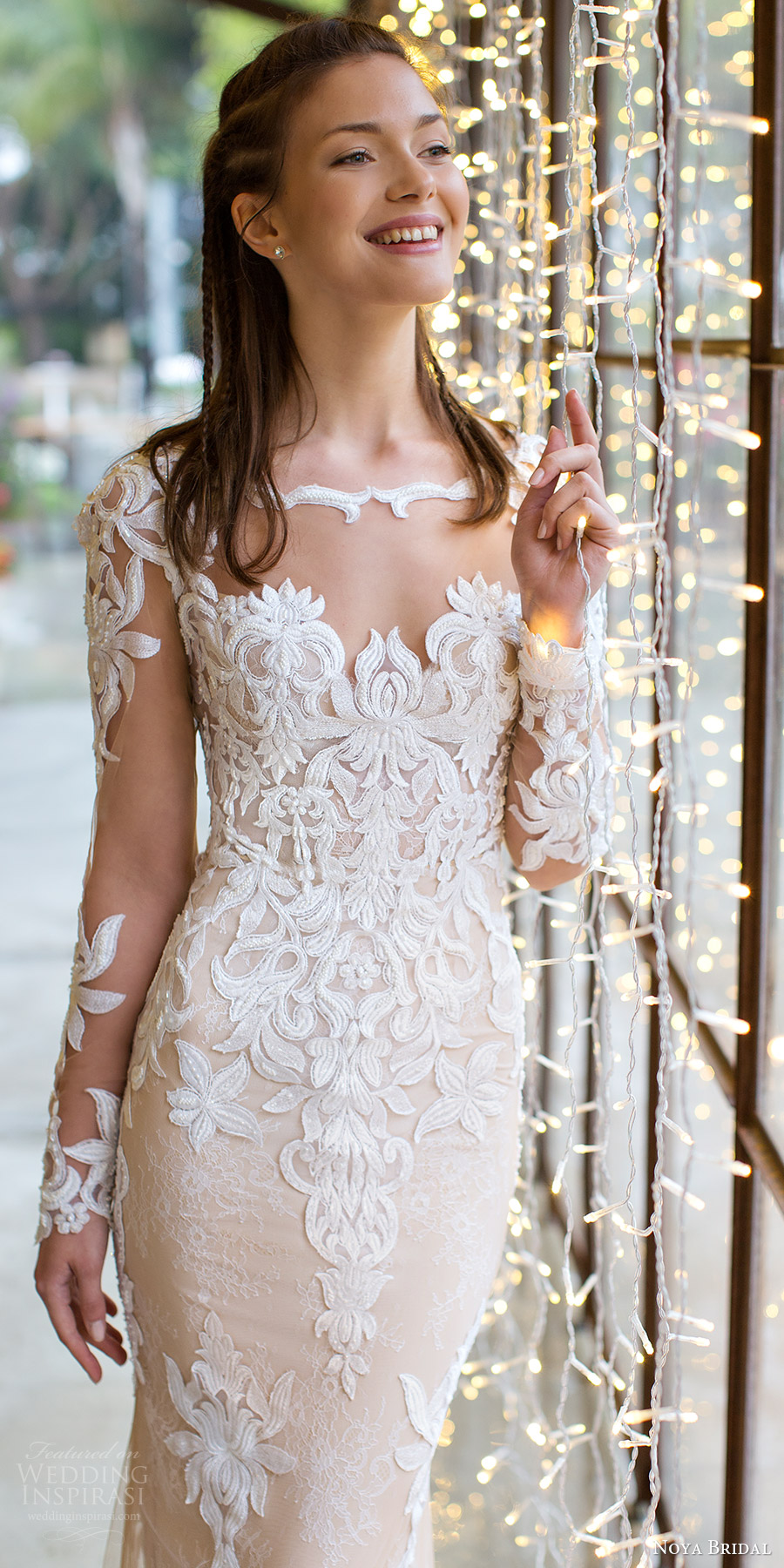noya bridal 2016 illusion long sleeve scalloped sweetheart illusion jewel sheath wedding dress (1201) zv train elegant noya bridal 2016 illusion long sleeve scalloped sweetheart illusion jewel sheath wedding dress (1201) zv train elegant