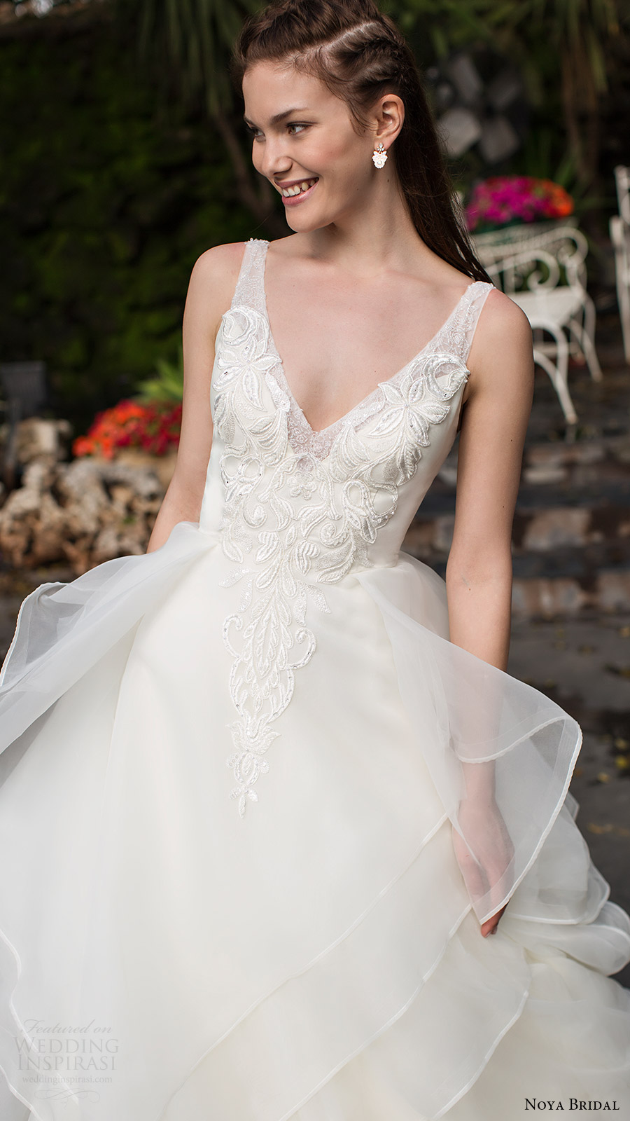 noya bridal 2016 sleeveless straps vneck aline ball gown wedding dress (1209) romantic princess zv