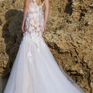 nurit hen 2016 cap sleeves sweetheart illusion jewel neck fit flare wedding dress (sw26) bv elegant train