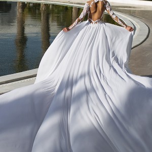 nurit hen 2016 long sleeves vneck sheath wedding dress (pw24) bv keyhole back long train