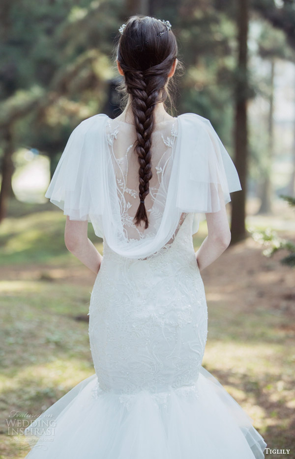 tiglily bridal 2016 flutter sleeves cowl neck fit flare mermaid wedding dress (marissa) mv illusion back
