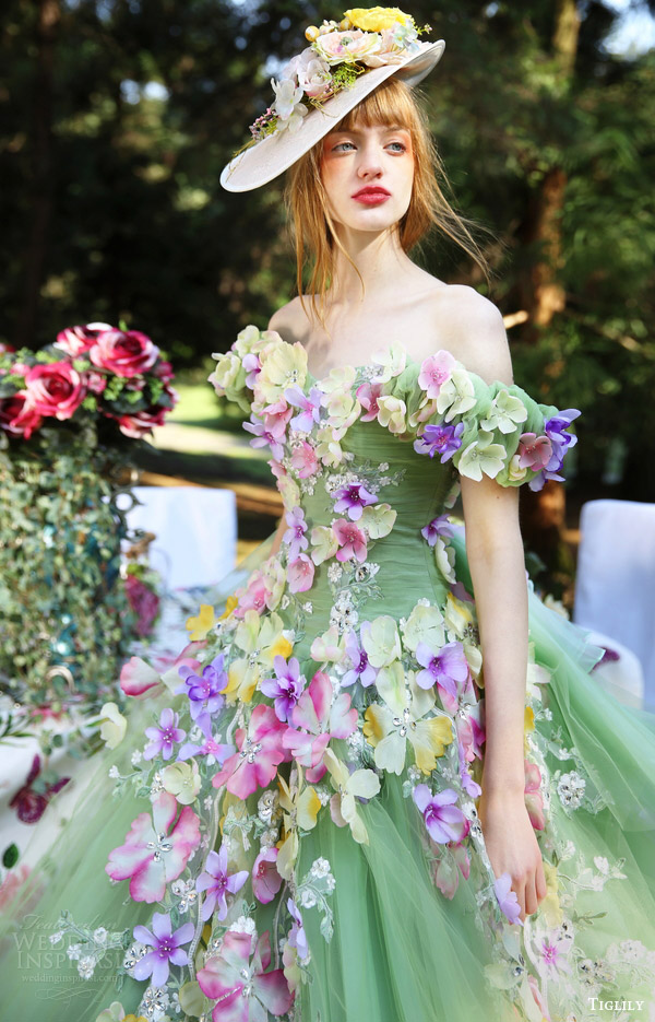 tiglily bridal 2016 off shoulder sweetheart ball gown wedding dress (paige) mv light green color floral appliques tiglily bridal 2016 off shoulder sweetheart ball gown wedding dress (paige) mv light green color floral appliques