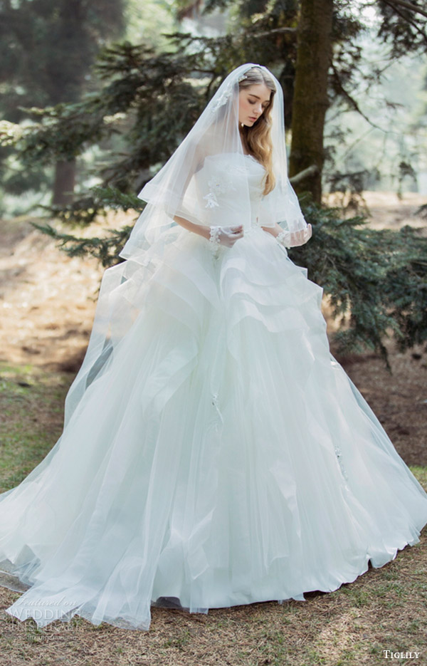 tiglily bridal 2016 strapless crumbcatcher ball gown wedding dress (melody) mv princess romantic