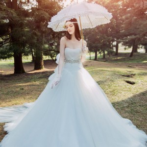 tiglily bridal 2016 strapless semi sweetheart aline wedding dress (lara) mv romantic train