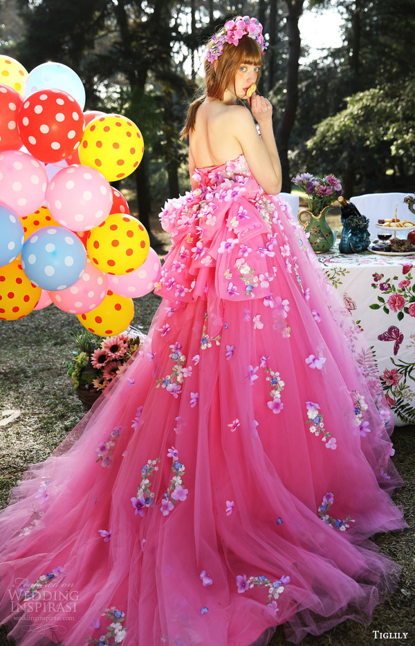 tiglily bridal 2016 strapless semi sweetheart ball gown wedding dress (lilian) mv pink color floral appliques romantic train tiglily bridal 2016 strapless semi sweetheart ball gown wedding dress (lilian) mv pink color floral appliques romantic train