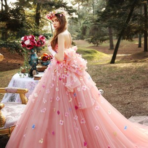 tiglily bridal 2016 strapless straightacross ball gown wedding dress (ann) mv pink color romantic