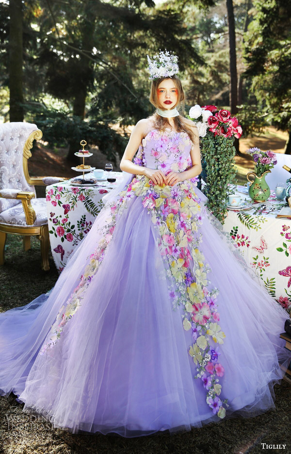tiglily bridal 2016 strapless sweetheart ball gown wedding dress (viola) mv purple lavender color romantic
