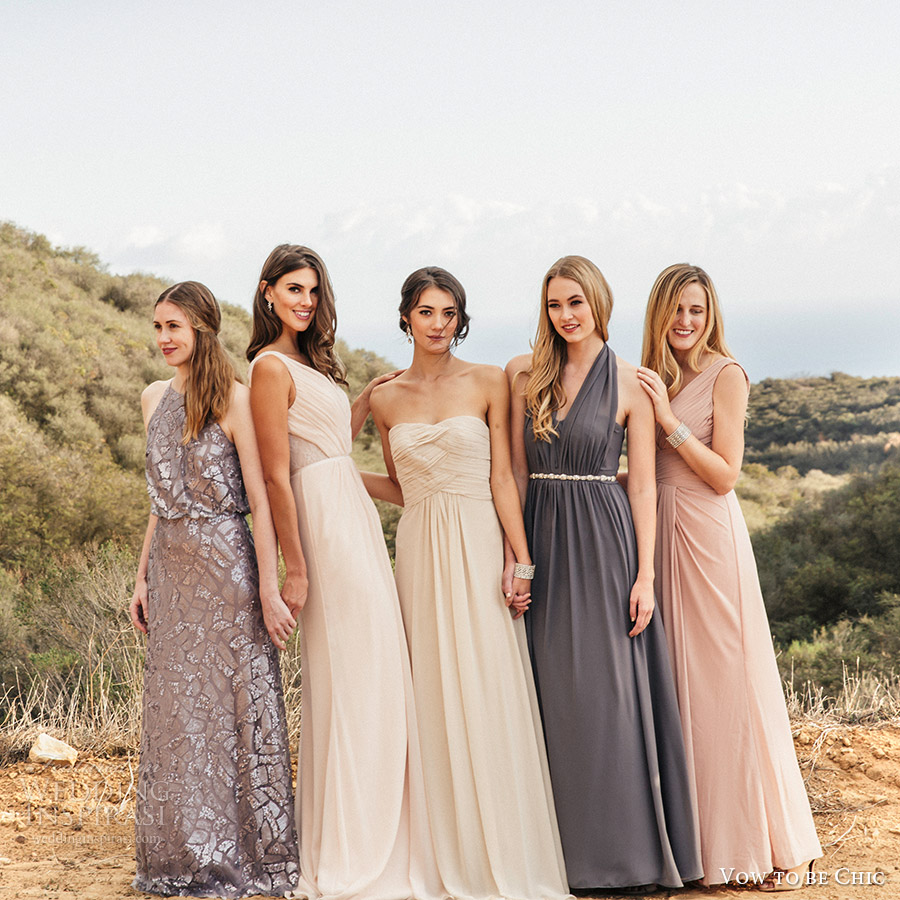 vow to be chic 2016 metallics silver gray blush neutral mix match bridesmaid dresses for rent