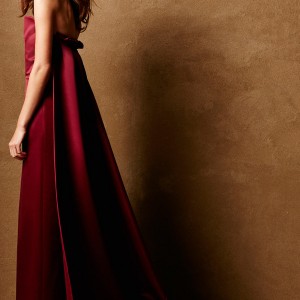 caroline hayden bridal 2017 strapless column wedding dress (ch008 claret) sv watteau train