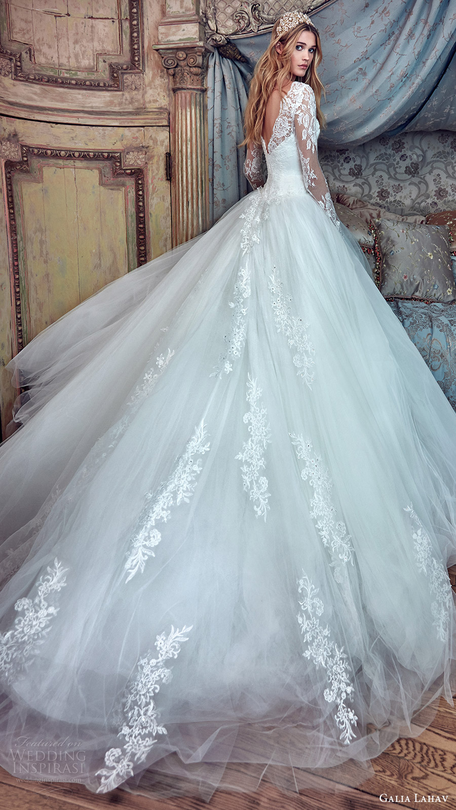 galia lahav bridal spring 2017 long sleeves high neck ball gown wedding dresses (corina) bv vback train galia lahav bridal spring 2017 long sleeves high neck ball gown wedding dresses (corina) bv vback train
