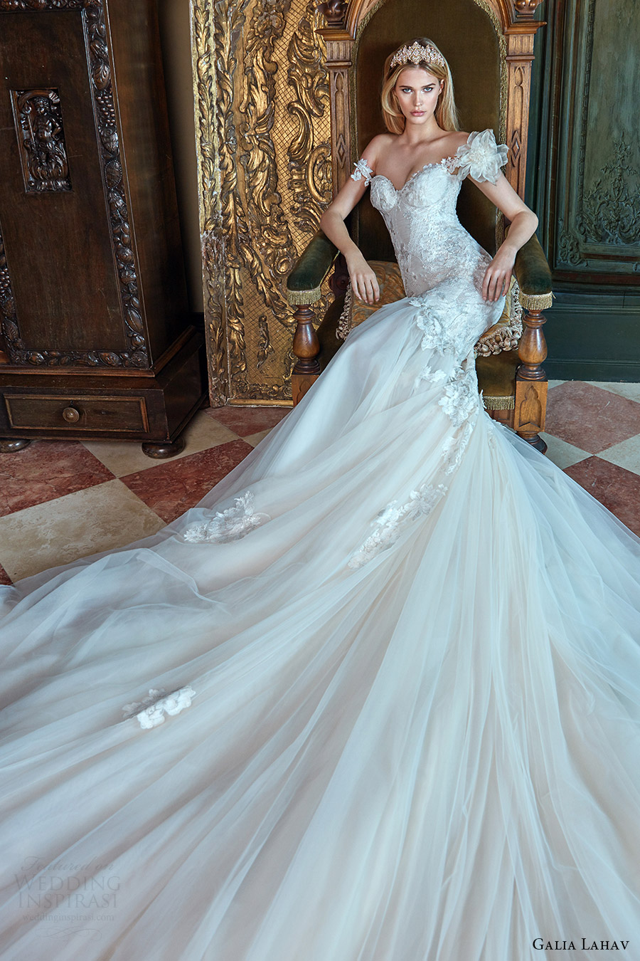 galia lahav bridal spring 2017 off shoulder sweetheart mermaid fit flare wedding dress (tony) mv long train galia lahav bridal spring 2017 off shoulder sweetheart mermaid fit flare wedding dress (tony) mv long train