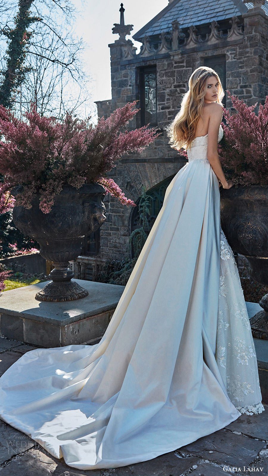galia lahav bridal spring 2017 strapless sweetheart corset bodice aline wedding dress ( guerlain) bv overskirt train