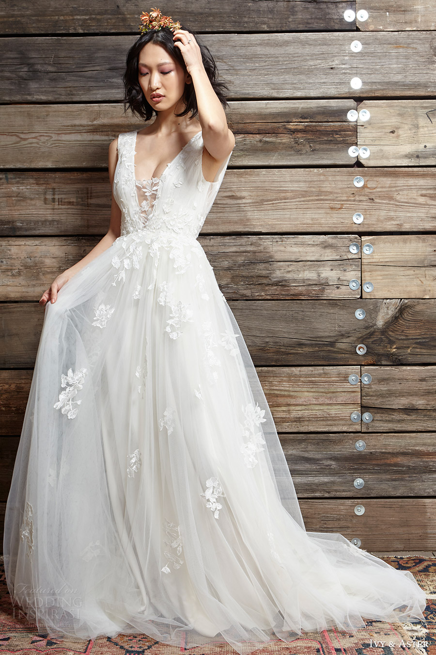 ivy aster bridal spring 2017 sleeveless deep vneck aline wedding dress (daphne) mv