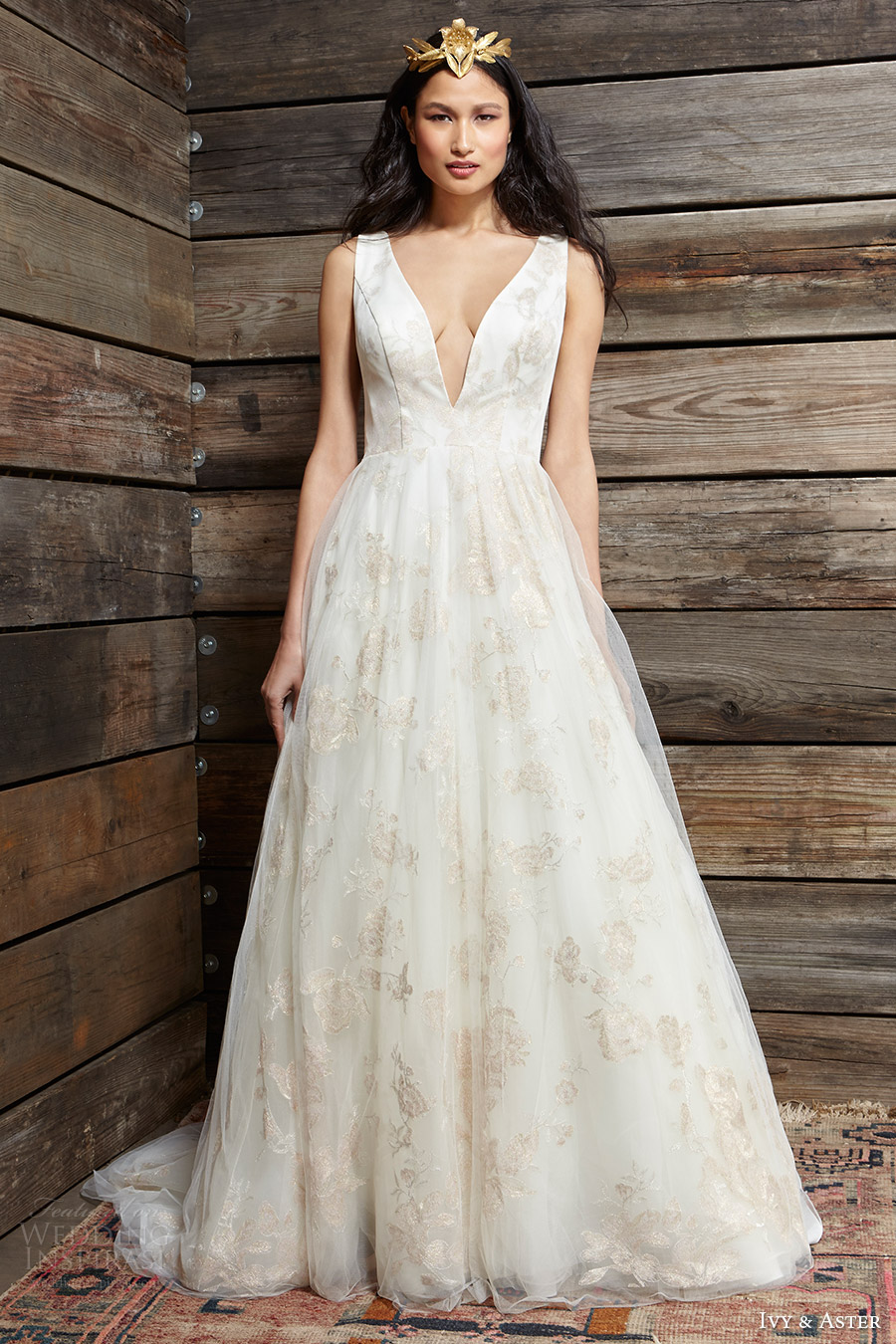 ivy aster bridal spring 2017 sleeveless deep vneck ball gown wedding dress (cherry blossom) fv