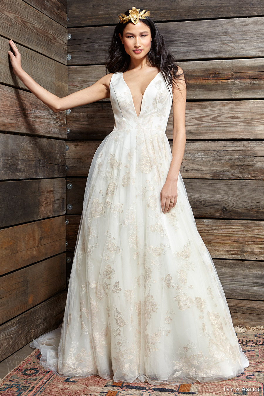 ivy aster bridal spring 2017 sleeveless deep vneck ball gown wedding dress (cherry blossom) mv