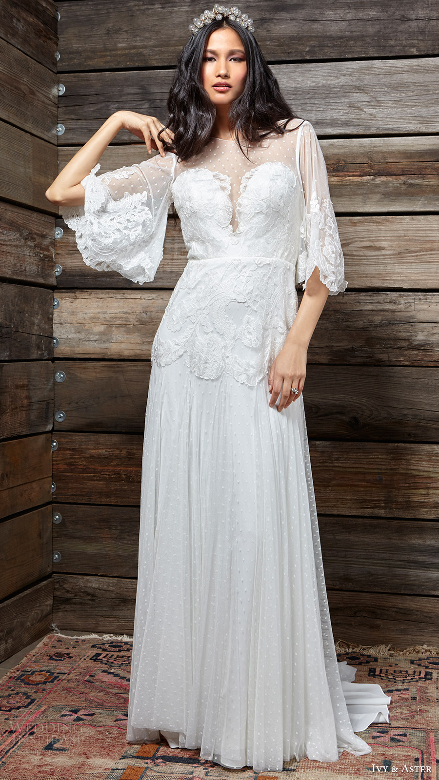 ivy aster bridal spring 2017 split sweetheart illusion bateau neck flutter half sleeves aline wedding dress (vivienen) mv ivy aster bridal spring 2017 split sweetheart illusion bateau neck flutter half sleeves aline wedding dress (vivienen) mv