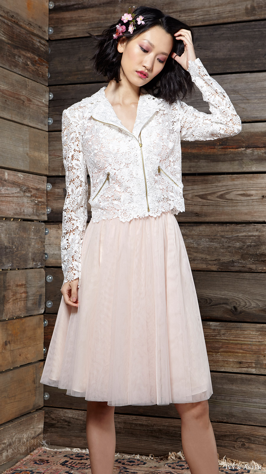 ivy aster bridal spring 2017 wilde lace jacket harper short skirt