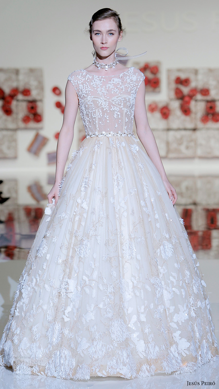jesus peiro bridal 2017 cap sleeves jewel neck tulle ball gown wedding dress (26) mv jesus peiro bridal 2017 cap sleeves jewel neck tulle ball gown wedding dress (26) mv