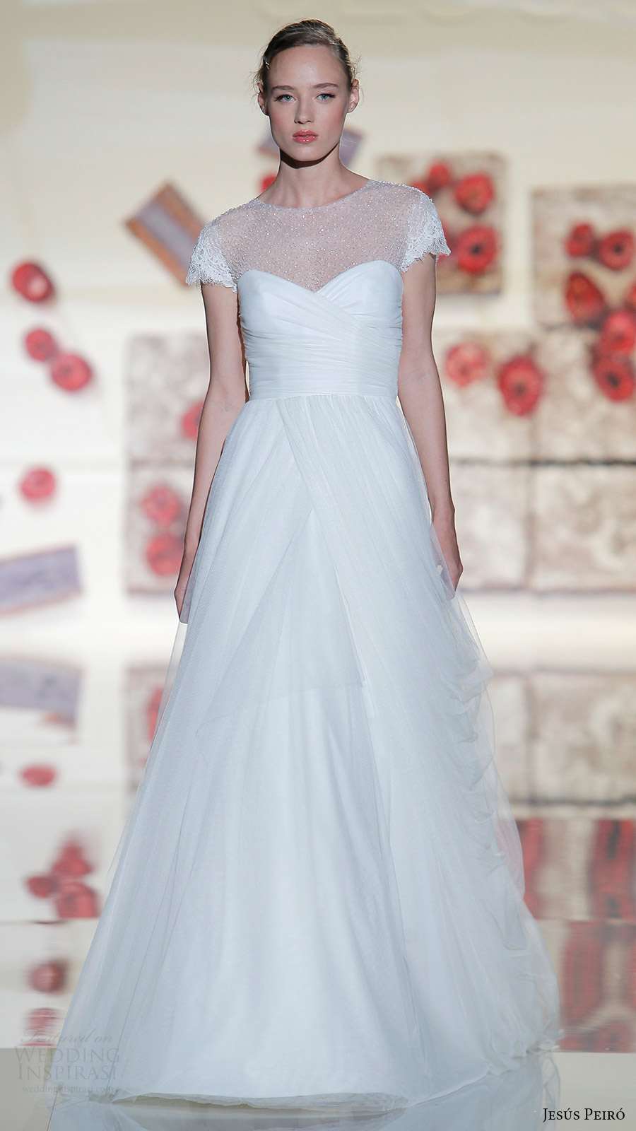 jesus peiro bridal 2017 cap sleeves sweetheart illusion jewel neck aline wedding dress (02) mv draped skirt jesus peiro bridal 2017 cap sleeves sweetheart illusion jewel neck aline wedding dress (02) mv draped skirt